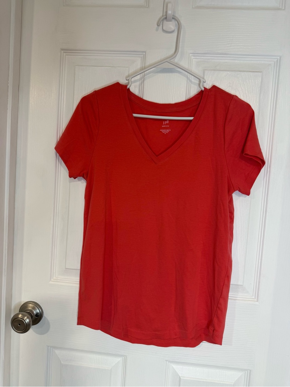 J. Jill Orange 100% Pima Cotton V‑Neck Short Sleeve Tee
